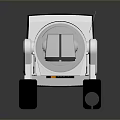 Game And Movie Character Robot With White Body Transparent Dome Head Control Panel And Antenna