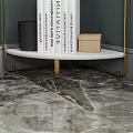 Multi Tiered Decorative Shelf With Gold Frame White Shelves And Decorative Items Near Window