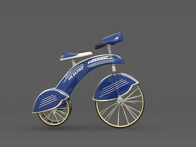 Blue TRIDOR Tricycle With White Spoke Wheels And Classic Design 3d model