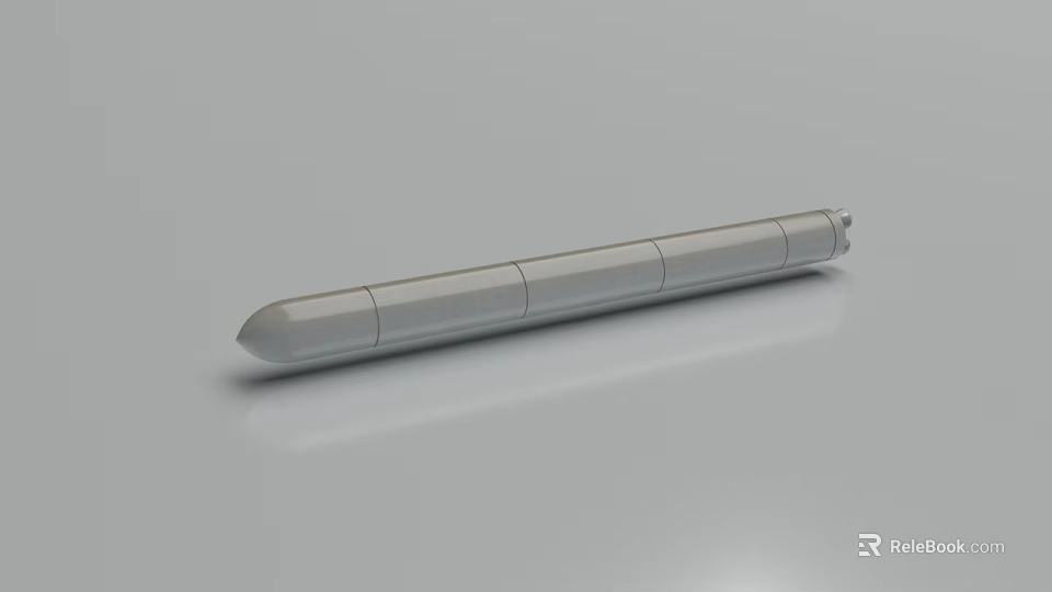 Silver Segmented Missile Weapon 3D Model Featuring Smooth Surface And Cylindrical Design 3d model
