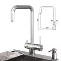 Stainless Steel Double Bowl Kitchen Sink With Folding Drying Rack And Faucet