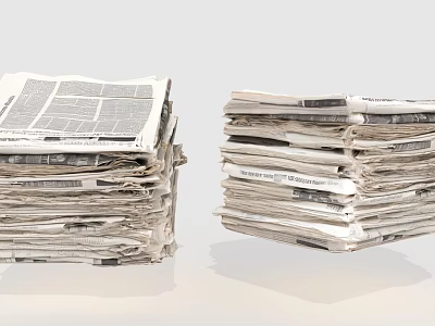 Newspapers, newspapers, magazines, paper, a stack of paper, books, old newspapers, Chinese newspapers, documents, waste paper, big-character posters, retro cultural relics, ornaments, beautiful Chen reading 3d model