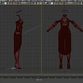 3D Model Women's Elegant Outfit Featuring Long Sleeves Vest Design And Patterned Skirt
