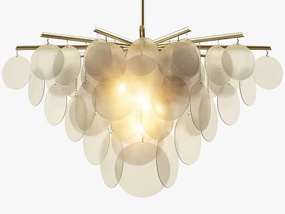 Modern Artistic Unique Shaped Chandelier With Circular Translucent Shades And Metal Frame 3d model