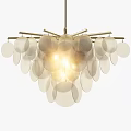 Modern Artistic Unique Shaped Chandelier With Circular Translucent Shades And Metal Frame