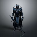 Dark Armored Knight Figure With Intricate Design And Long Sword
