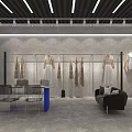 Stylish Modern Clothing Store Interior With Hanging Garments And Display Space