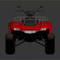 Red ATV With Two Seats Metal Racks Large Tires And Black Seats
