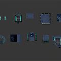 Cartoon Style Blue City Buildings 3D Rendered With Futuristic Lights And Skyscrapers