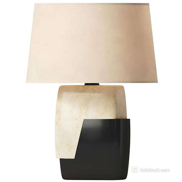 Modern Table Lamp with Beige Fabric Shade and Black Accent Base Design 3d model 