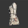 Elegant Floral Pattern V Neck Long Sleeve Dress With Layered Skirt And Feminine Design