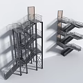 Modern Metal Staircase Design With Multi Level Structure Handrails And Shadow Effect 3d model
