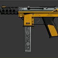 Tactical Yellow And Black Gun With Modern Design Barrel Grip And Magazine