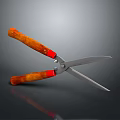 Durable Hardware Tool Scissors With Wooden Handle Red Accents And Silver Blades