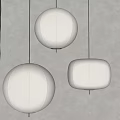 Minimalist Cream Round Striped Pendant Lights Hanging In Modern Interior