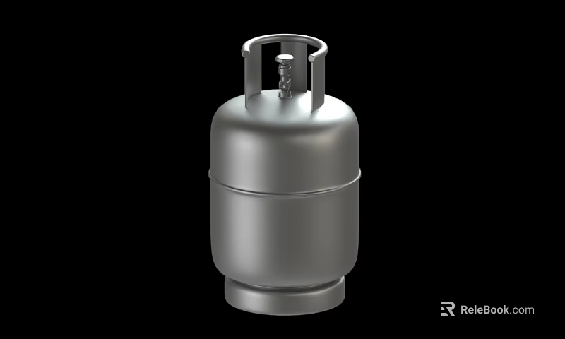 Silver Metal LPG Cylinder Essential Daily Household Gas Storage Container 3d model 
