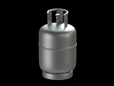 Silver Metal LPG Cylinder Essential Daily Household Gas Storage Container 3d model
