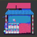 Colorful Cartoon Scene 3D Model With Multiple Cute Shops And Signboards