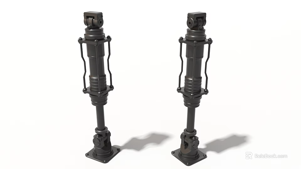 Two Black Industrial Mechanical Support Structures with Base and Side Handles 3d model
