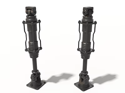 Two Black Industrial Mechanical Support Structures with Base and Side Handles 3d model