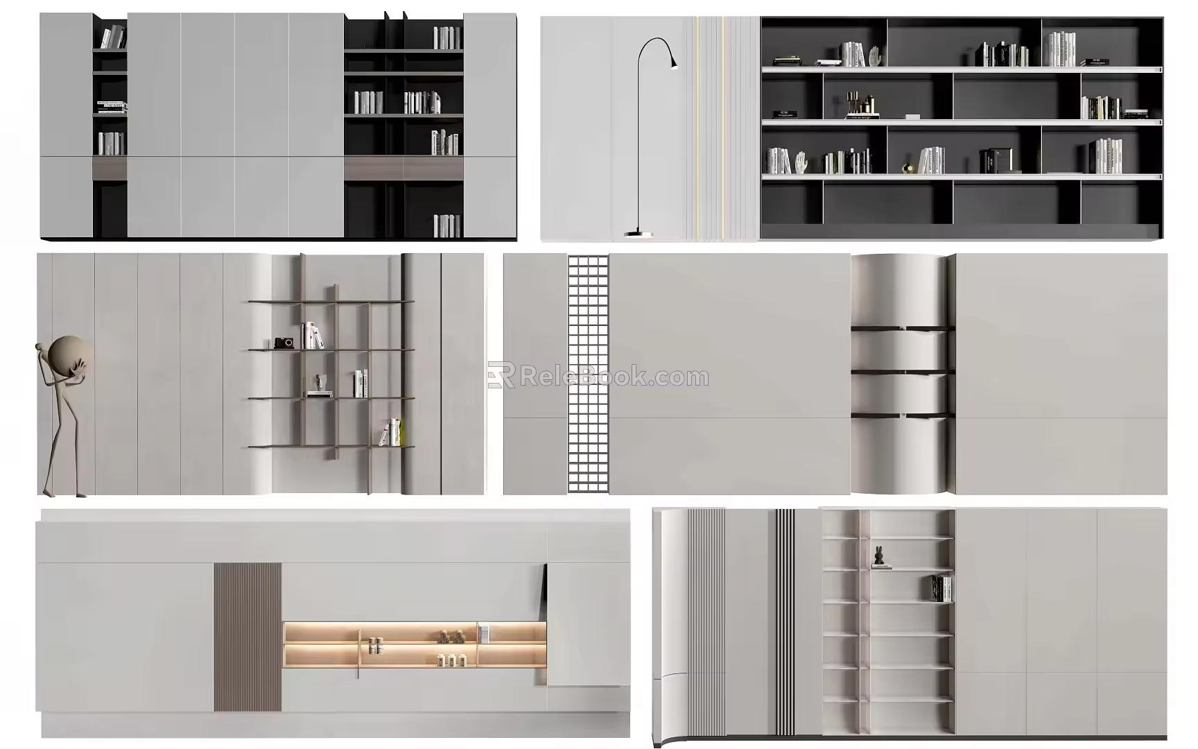 Bookcase Bookshelf Study Cabinet Decorative Cabinet Study Background Wall 3d model