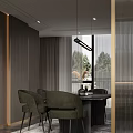 Modern Dining and Living Room Interior Design With Marble Feature Wall Bookshelf Fireplace And Chandelier