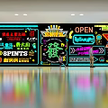Colorful Neon Wall Decor With Commercial Signage And Graphic Elements