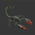 3D Futuristic Mechanical Scorpion Model With Purple Red Silver Metallic Design