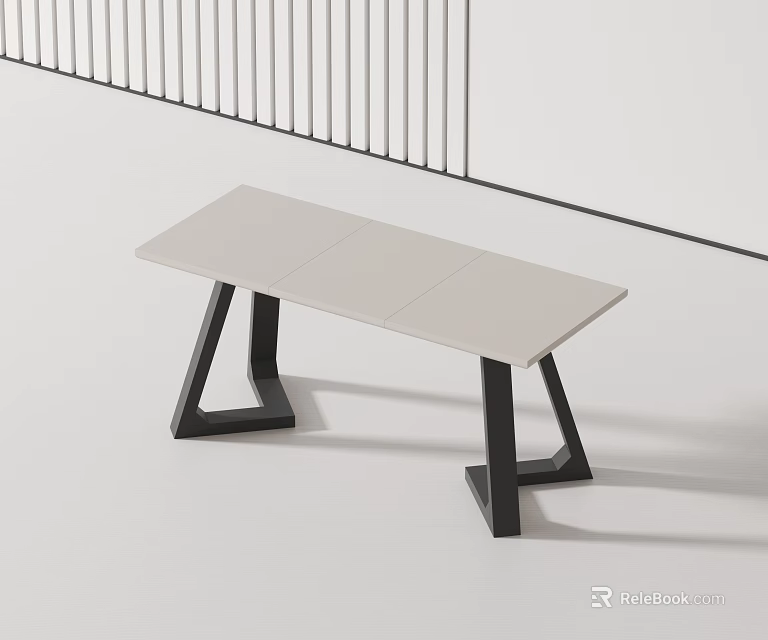Modern Minimalist Table With White Top And Black Geometric Legs 3d model 