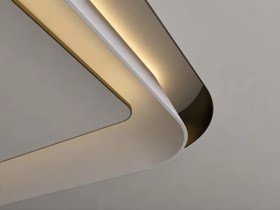 Modern Ceiling Design With Curved Gold Trim And Recessed LED Lighting Details 3d model