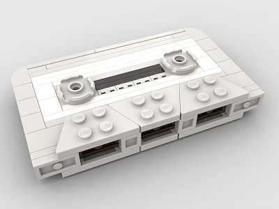 Lego Retro Cassette Tape Model With Reels Buttons And Slot Structure 3d model
