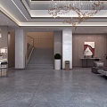Modern Luxury Hotel Lobby With Marble Furnishings Cozy Lounge Space And Elegant Reception Counter