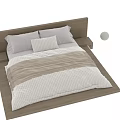 Modern Wooden Double Bed with White Pillows Soft Bedding and Platform Frame