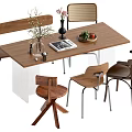 Middle style dining table and chair combination 3d model