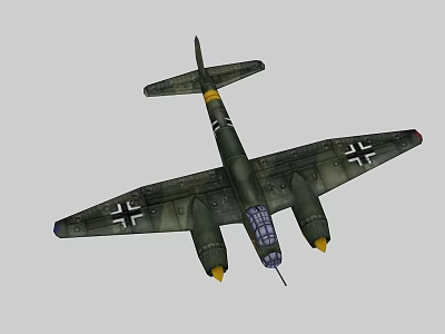Vintage Military Fighter Plane With Green Body Twin Engines Cross Markings And Yellow Tips 3d model