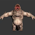 Fierce 3D Monster Character With Open Mouth Sharp Teeth Bulky Spiked Body And Thick Limbs