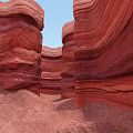Unique Red Layered Rock Canyon Scenic Natural Landscape Under Blue Sky