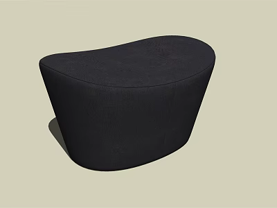 Black Modern Sofa Stool with Curved Design Upholstered Fabric Seat for Living Room Decor 3d model