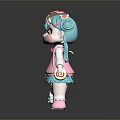 Cartoon Girl With Teal Pigtails And Pink Top Next To Lollipop Shaped Object With Decorations