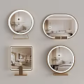 Decorative Mirrors With Gold Frame Round Oval Square Shapes Modern Design Home Interior Reflection 3d model