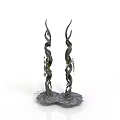 Unique Black Twisted Spiral Plants With Gray Base And Small Decorative Accents 3d model