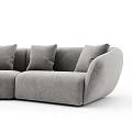 Modern Gray Velvet Sectional Sofa With Curved Design And Multiple Cushions 3d model