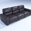 Modern Black Leather Multi Seat Sofa With Comfortable Cushions And Armrests 3d model