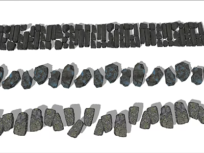 Road Infrastructure With Irregular Dark Gray Stone Curb Stones Along Roadside 3d model