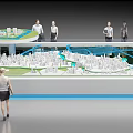 Detailed Urban Planning Model With City Layout Rivers Green Areas And People Observing