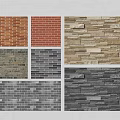 Building Exterior Wall Cladding With Various Colorful Brick And Stone Textures 3d model