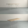 Modern Office Desk With Wooden Top And Geometric Metal Legs