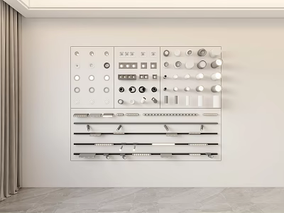 Various Designs of Downlights and Spotlights Display on Wall with Different Sizes for Interior Lighting 3d model