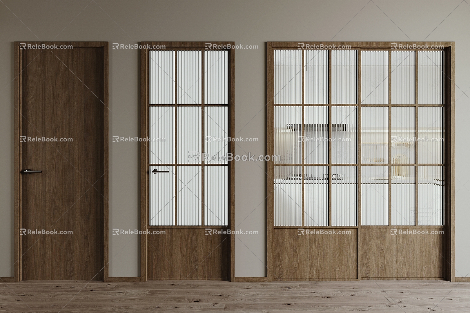 Changhong Glass Door Toilet Door Kitchen Door Single Door Original Wooden Door Bedroom Door Very Narrow Border Door 3d model