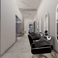 Modern Hair Salon Interior With Mirrors Salon Chairs And Marble Countertops